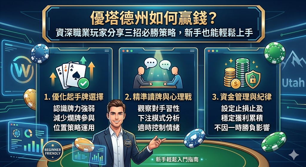 優塔德州如何贏錢?資深職業玩家分享三招必勝策略,新手也能輕鬆上手